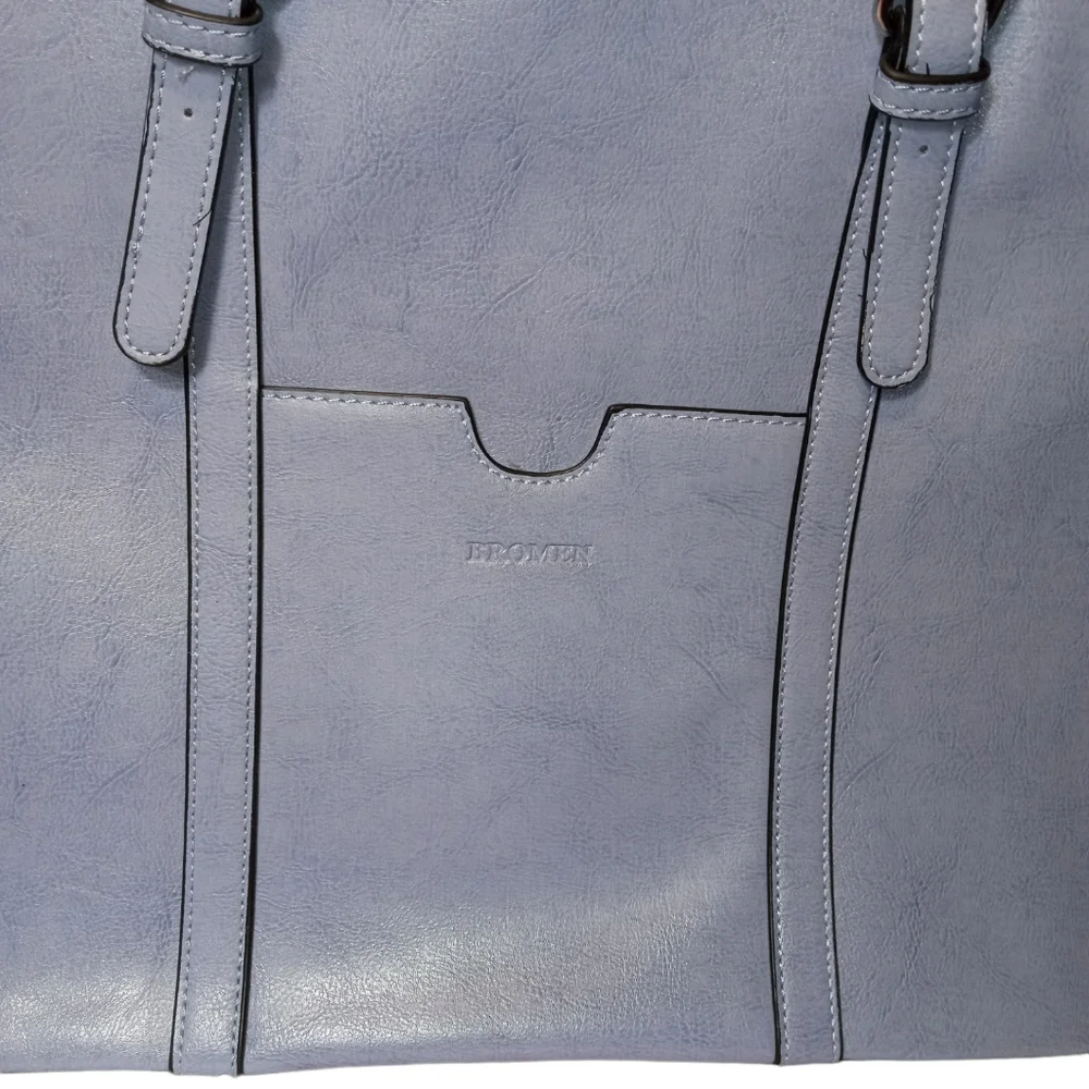 NWT Bromen Light Blue Faux Leather Laptop Bag